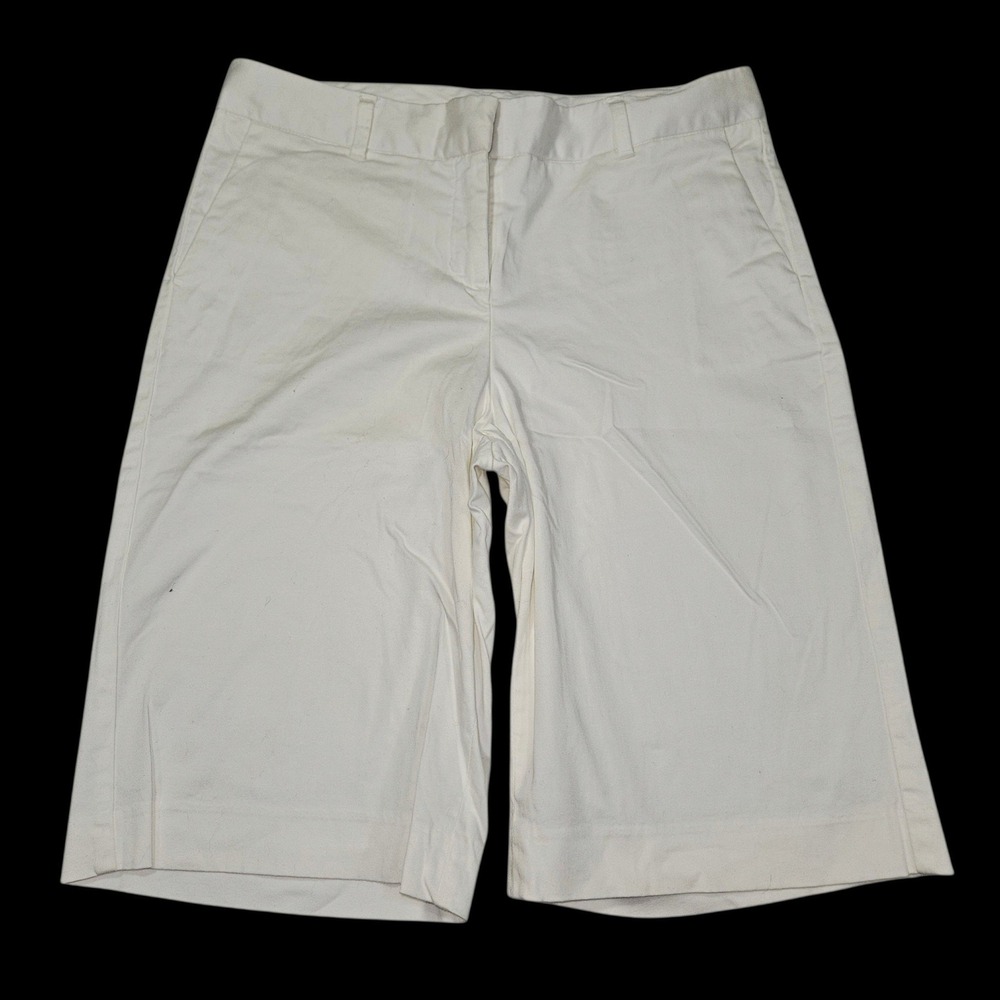 Isaac Mizrahi VTG Y2K Bermuda Shorts White Stretch Cotton Sz 2